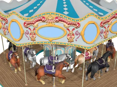 Carousel Rigged Low-poly 3D model