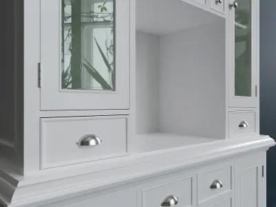 White wooden kitchen cabinet 3D model