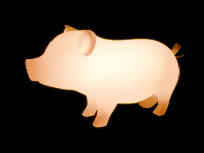Indirect lighting of pig and piglet 3D model