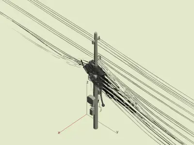 Electric Utility Pole 3D Model 3ds Max Corona FBX Low-poly 3D model