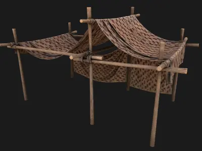 Big Ancient Market Stall Low-poly 3D model