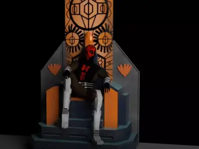 Maul on Mandalore Throne Rigged 3D model