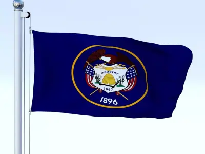 Animated Utah Flag Low-poly 3D model