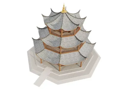 Ancient Japan Open Pavilion Tower 3D model