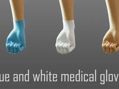 gloved medical hand Low-poly 3D model