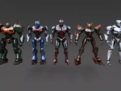 Robots Pack 10 Low-poly 3D model