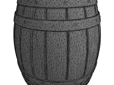 Stylized Root Beer Wooden Barrel Low-poly 3D model