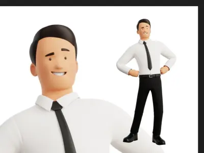 Business Office Man Character Rigged Low-poly 3D model