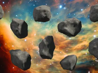 Asteroids - Set of 10 unique variations Low-poly 3D model