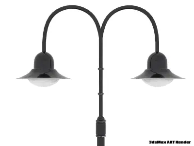Double Arm Lamp Post Low-poly 3D model