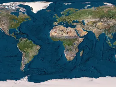 World Map with Detailed Relief and Ocean Floor 3D model