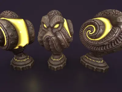 Ancient sphere stone Low-poly 3D model