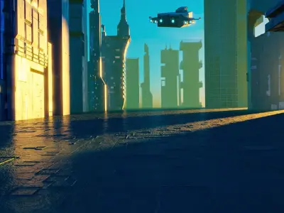 15 Sci-Fi High Detail Building with city Generator 3D model