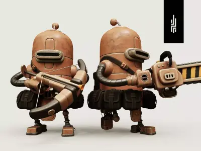 Robot War Rigged Low-poly 3D model