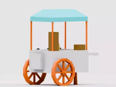 Amusement Park - Food Cart 3 Low-poly 3D model