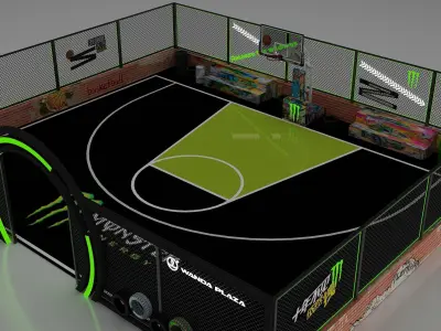 Basketball Court Low Streetball 3D model