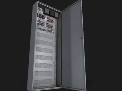 3 Modular Electric Boxes and 6 Interior Parts Low Poly PBR Low-poly 3D model