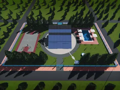 Tesla solar roof rotating glass villa 3D model