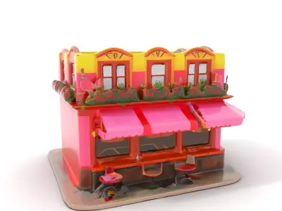 Charming Pink Caf model pack Low-poly 3D model