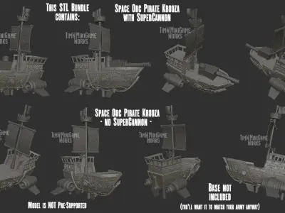 Space Orc Pirate Battle Krooza 3D print  for tabletop wargames 3D print model