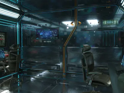 Sci Fi Interior Station Control Panel 3D model