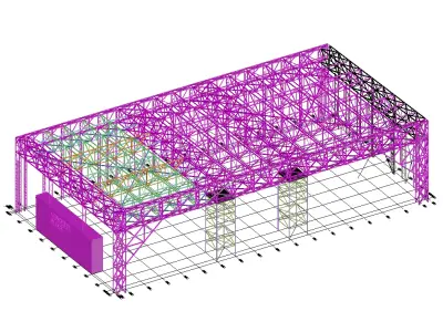 Detailed Steel Structure Hangar 3D CAD Model 3D model
