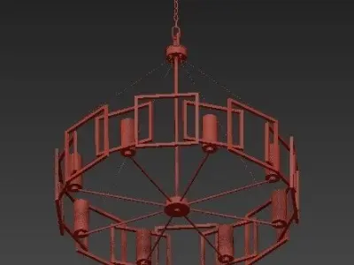 Marco 8 Light White Gold Chandelier with Clear Glass Shade 3D model