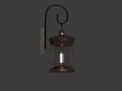 Brass Hanging Lantern Wall Sconce with Edison Bulb Low-poly 3D model