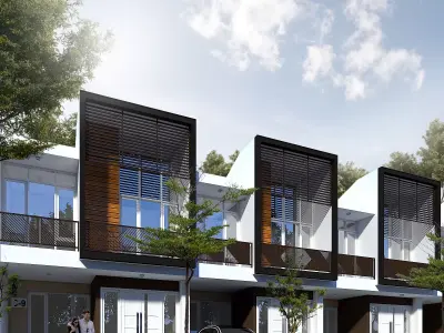 Modern Minimalist House Design 6x12m 72 sqm 2 Floors Skp Only Low-poly 3D model