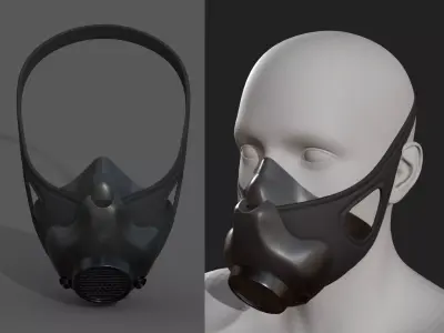 Gas mask helmet 3d model military combat fantasy  Low-poly 3D model