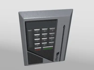 Security Keypad with Magnetic Stripe Card Reader Low-poly 3D model