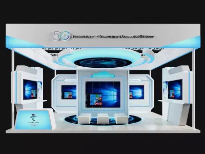5G Technology Exhibition Booth Stand 3D model