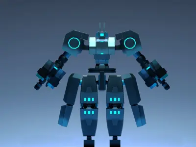 Futuristic Cybernetic Robot -  Low-poly 3D model
