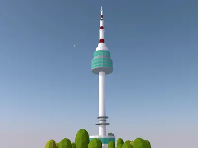 Cartoon Low Poly N Seoul Tower Landmark Low-poly 3D model