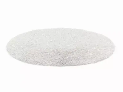 Round White Sheepskin Rug 3D model