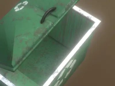 Green Trash Container low poly game ready Low-poly 3D model