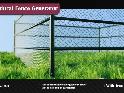 Procedural Wire Chain Link Fence for Blender 3D model