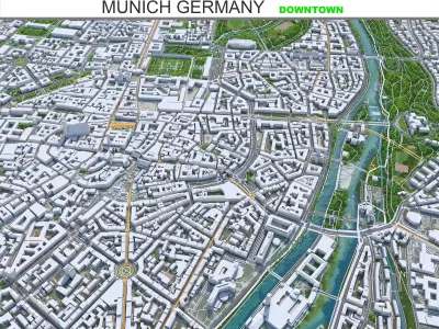 Munich Downtown Germany Low-poly 3D model