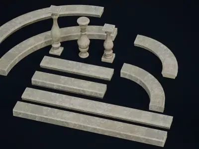 Garden Stand Balustrade Low-poly 3D model