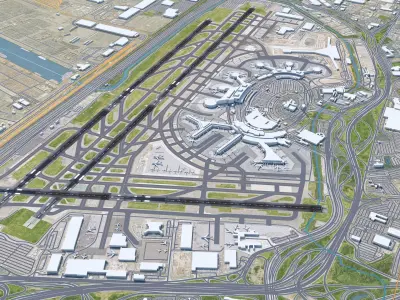 Newark Liberty International Airport 10km Low-poly 3D model