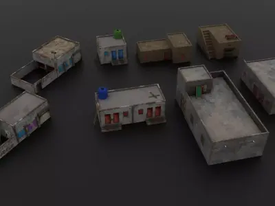 Village Houses Collection Low-poly 3D model