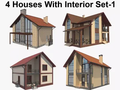 House With Interior Set 1 3D model