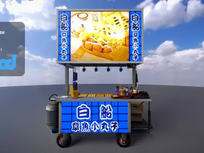Street Vendor Octopus Balls 3D model
