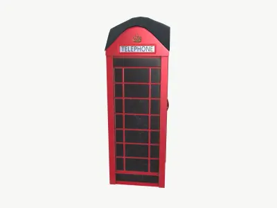 Red British Telephone Booth Low-poly 3D model