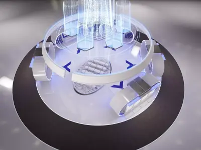 Futuristic Holographic Exhibition Hall Low-poly 3D model