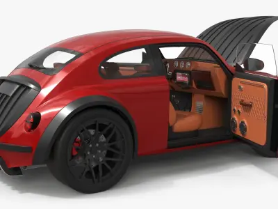  Custom Off Road Concept Car Vehicle Red Rigged for Cinema 4D 