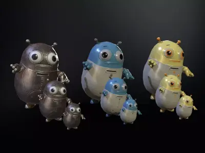 Minirobotic3Pack2 Low-poly 3D model