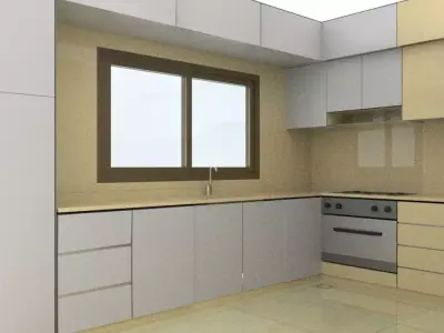 Modern Kitchen Minimalist Design with Built-in Oven Low-poly 3D model