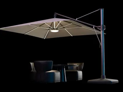 sunshade outdoor umbrella with table and chairs 3D model