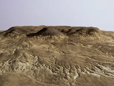 Desert Mountain Africa Landscape  DunesPBR Low Poly 02 Low-poly 3D model